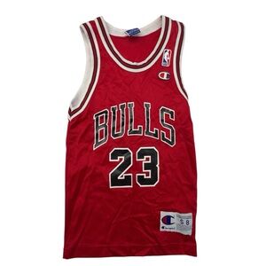 Vintage Chicago Bulls Champion Jordan Jersey Youth Size 8 Red #23 90s